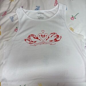 White Swan Graphic Crop Tank